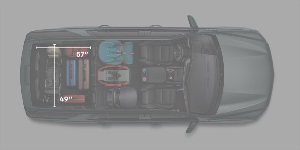 2026 Chevrolet full-size SUV cargo area with luggage (third row folded)