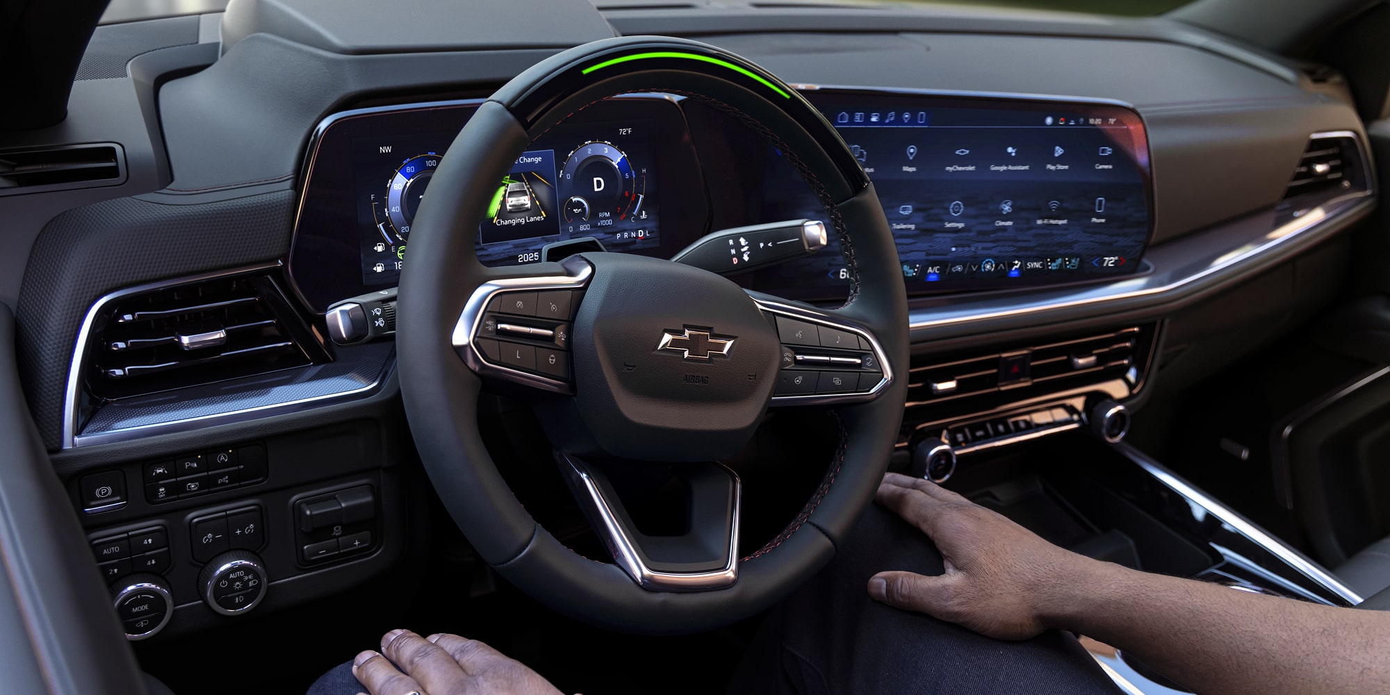 Tahoe RST shown in Jet Black / Victory Red interior