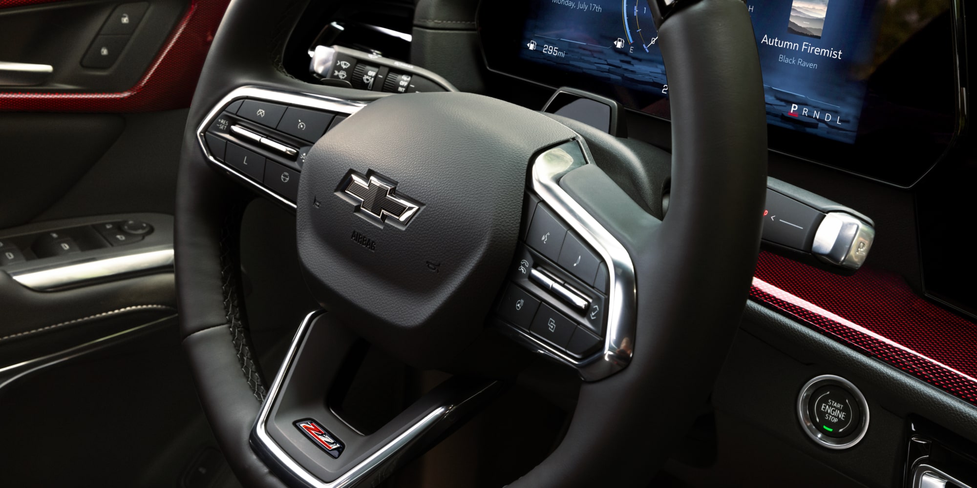 The Multifunction Steering Wheel of a 2027 Chevy Traverse Featuring Integrated Controls and a Digital Driver Display.