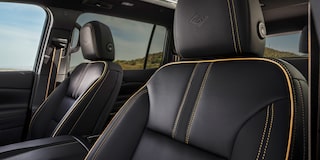Close-up View of the 2027 Chevy Traverse Leather Front Row Seats and Headrests