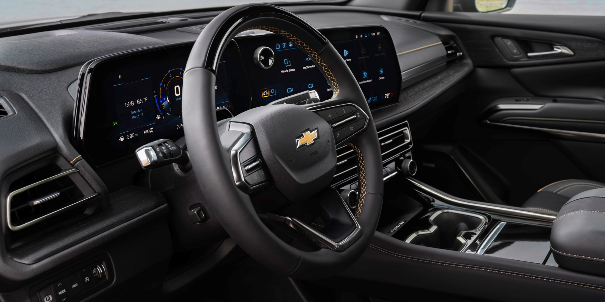 Driver Door View of the 2027 Chevy Traverse Front Row Interior and Dashboard