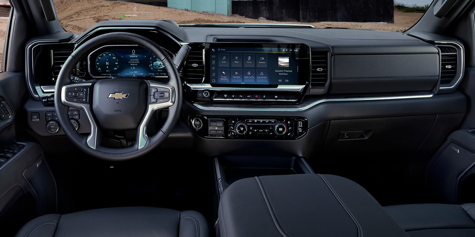 Silverado 2500 HD High Country interior with available features shown.