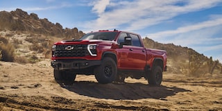 Silverado 2500 HD ZR2 in Red Hot with available Bison Edition and additional features.