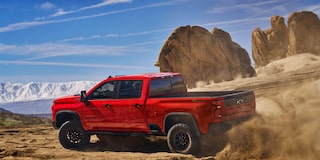 Silverado 2500 HD ZR2 in Red Hot with available Bison Edition and additional features.