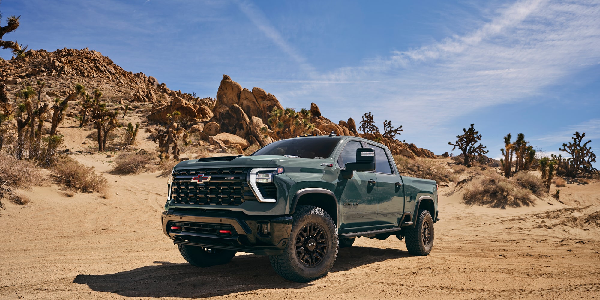 Silverado 2500 ZR2 in Cypress Graywith available Duramax 6.6L Turbo-Diesel V8 and additional features.