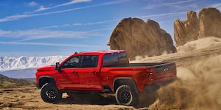 Silverado 2500 HD ZR2 in Red Hot with available Bison Edition and additional features.