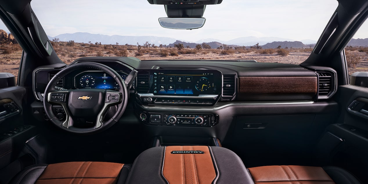 Chevrolet Silverado HD interior — spacious, tech-forward cabin available at Libertyville Chevrolet near Waukegan and Gurnee, IL