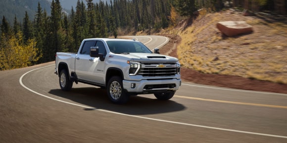 2026 Silverado HD Z71 Chrome Sport Edition Driving on a Desert Road