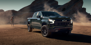 Silverado 1500 Trail Boss Parked Near a Large Rock Formation 