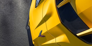 Close-up of the Front Hood of a Yellow Chevy Corvette ZR1