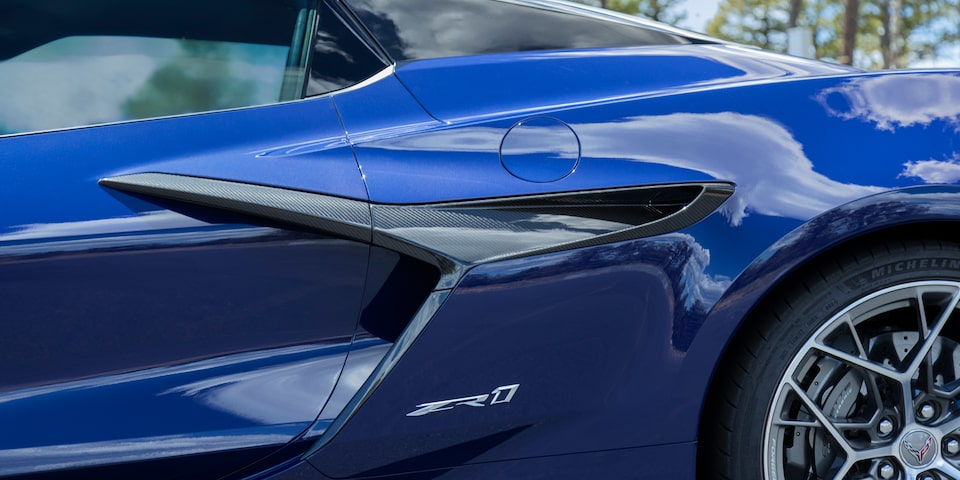 Side Cropped Shot of a Blue Chevy Corvette ZR1