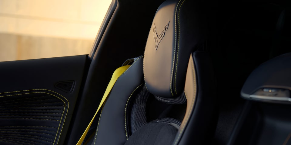 Close-up of the Top of a Seat in a Chevy Corvette ZR1