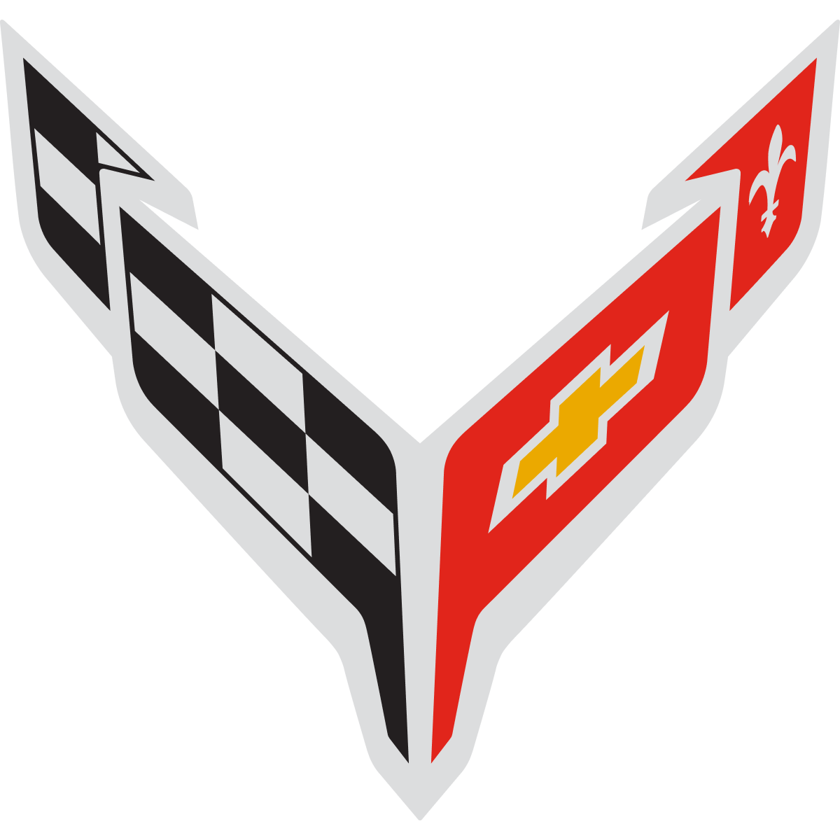 El logotipo del Chevy Corvette sobre un fondo negro