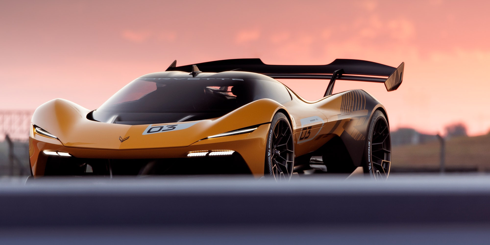 Front driver side view of a 2026 Corvette CX.R