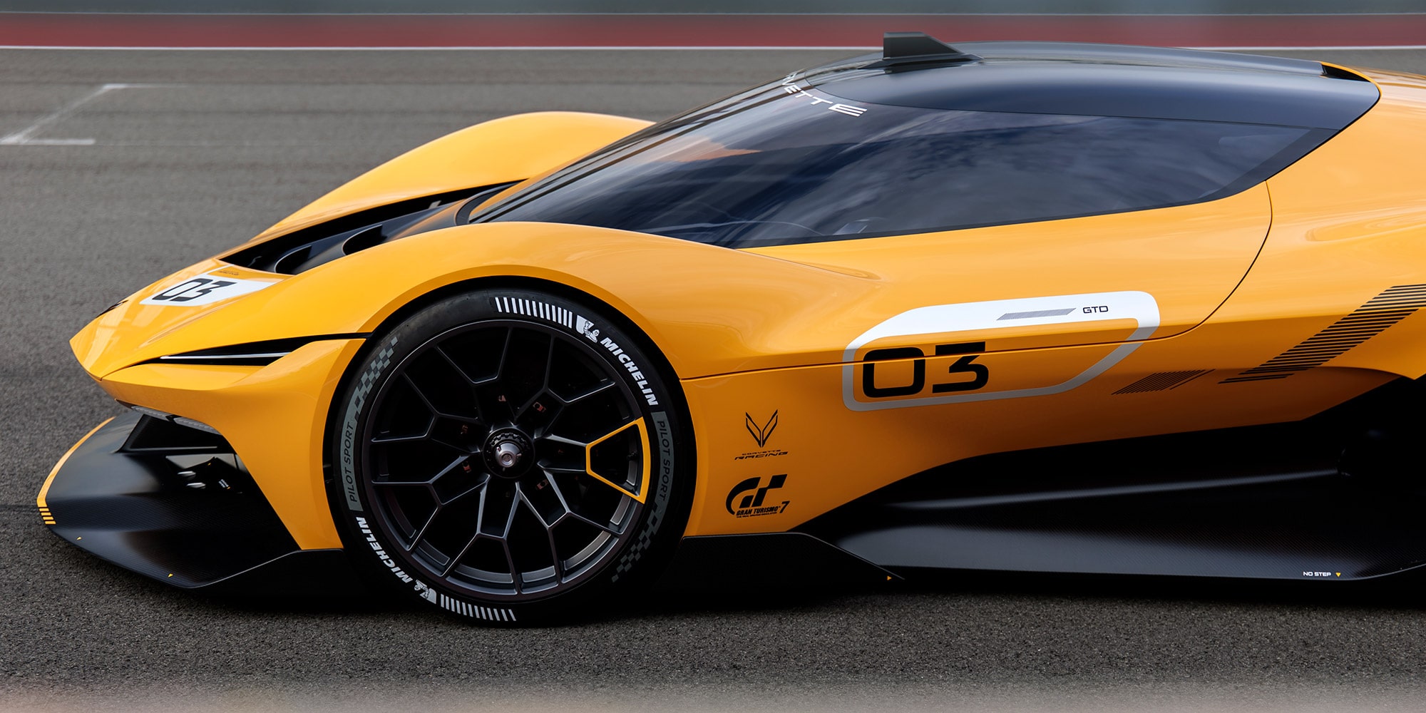 Front driver side detail view of a 2026 Corvette CX.R