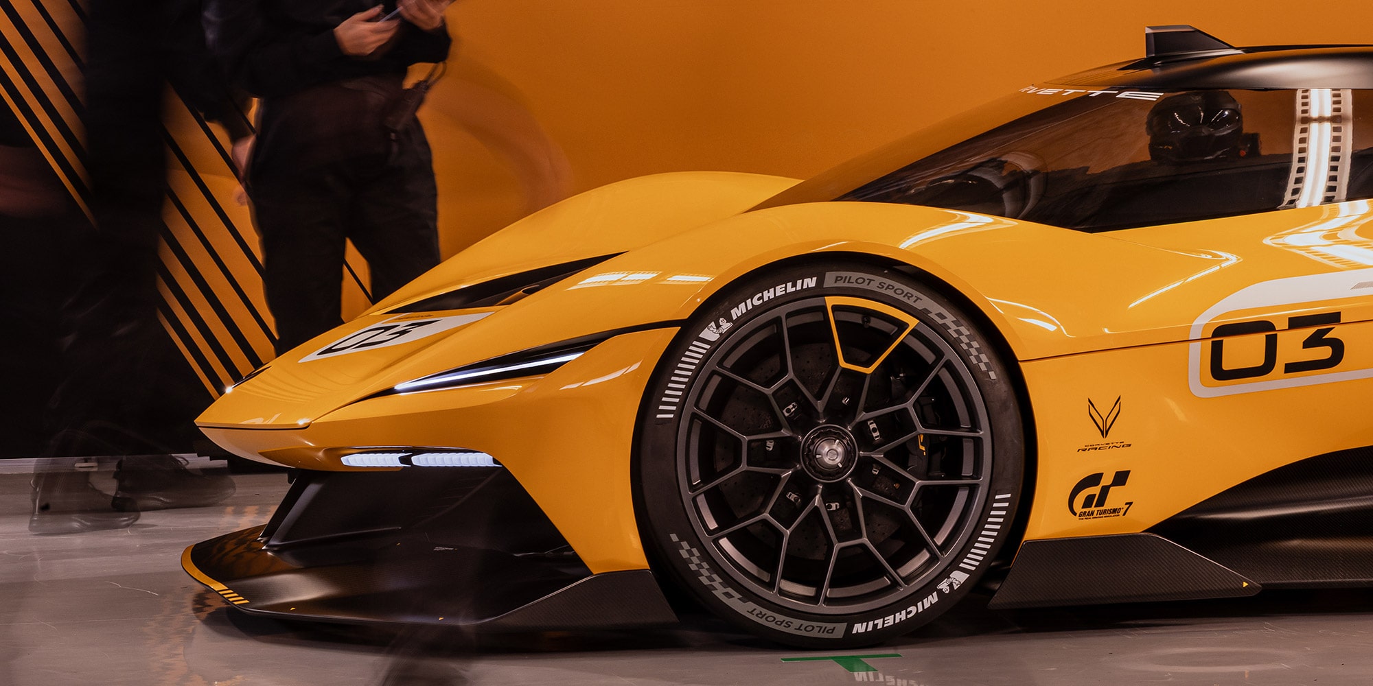 Front driver side detail view of a 2026 Corvette CX.R