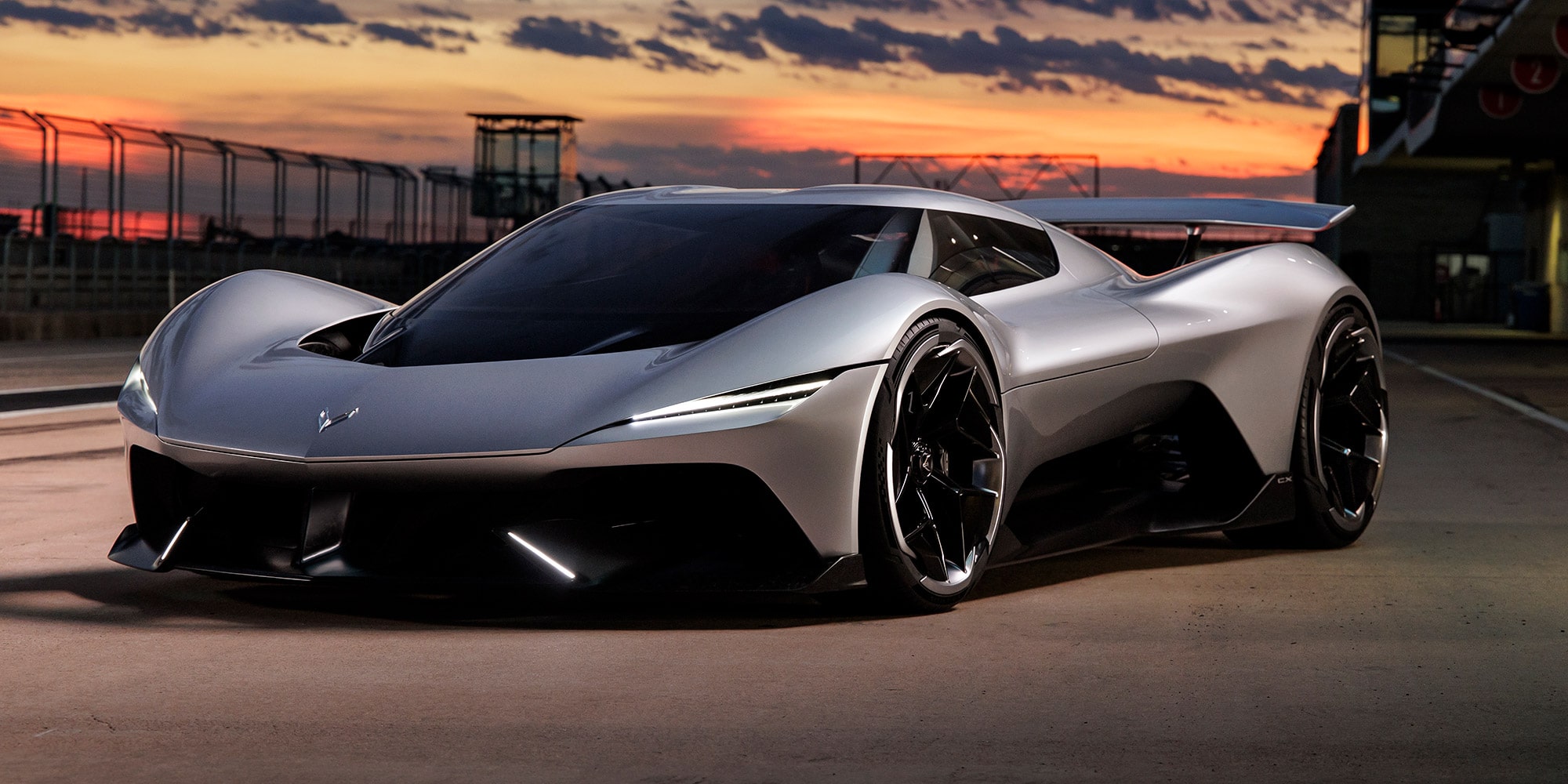 Front driver side view of the 2026 Corvette CX