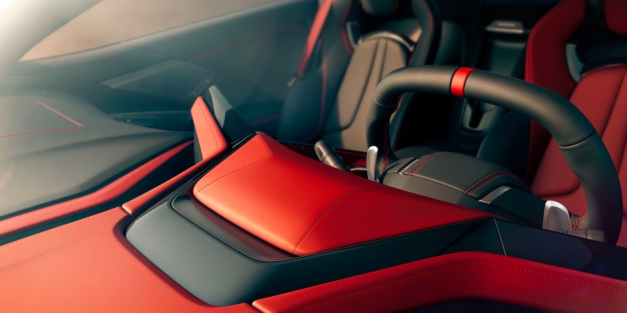 View Above the Steering Wheel Inside the 2026 Corvette