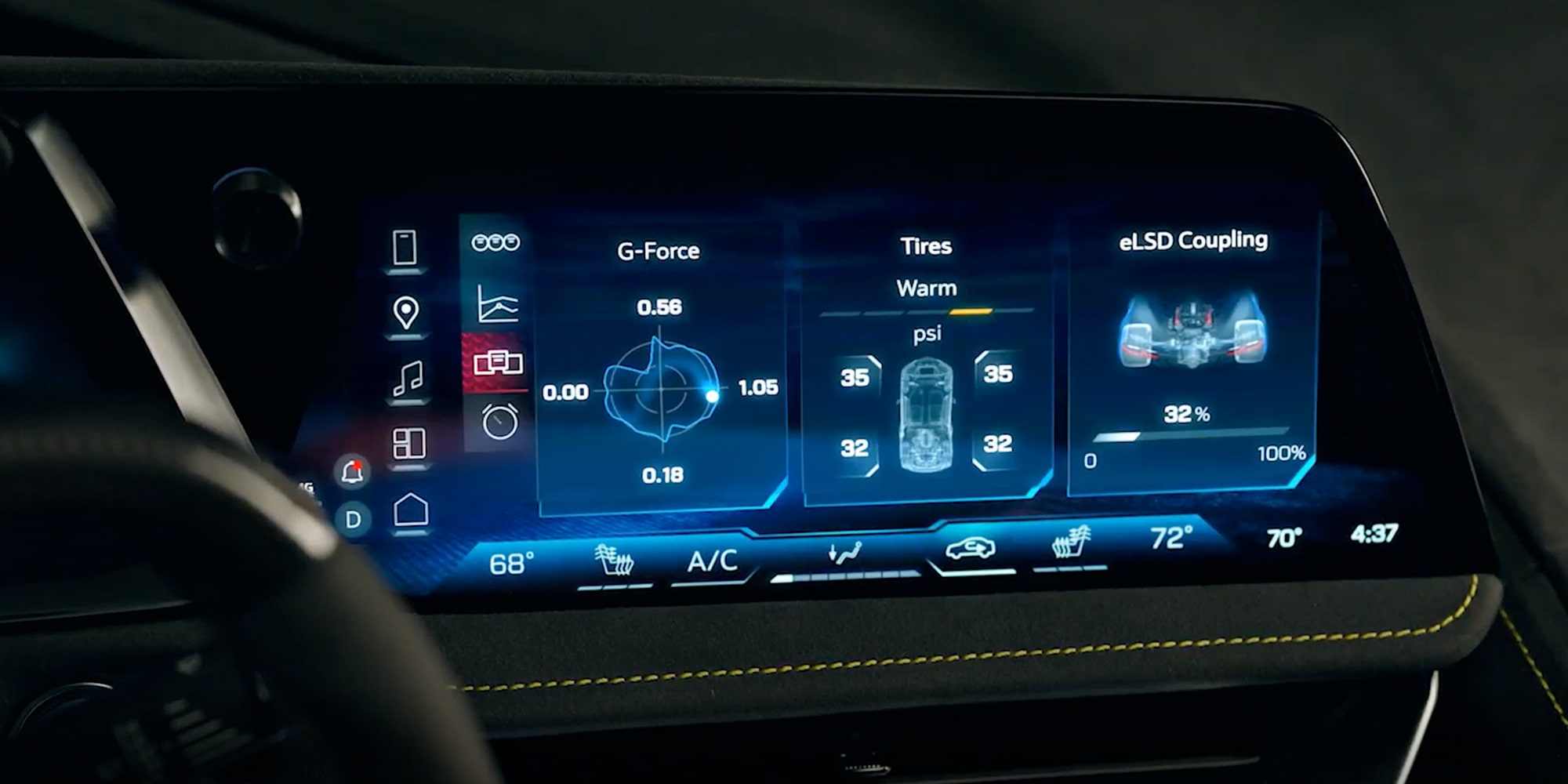 Vehicle Stats Display on Infotainment Screen Inside the 2026 Chevy Corvette