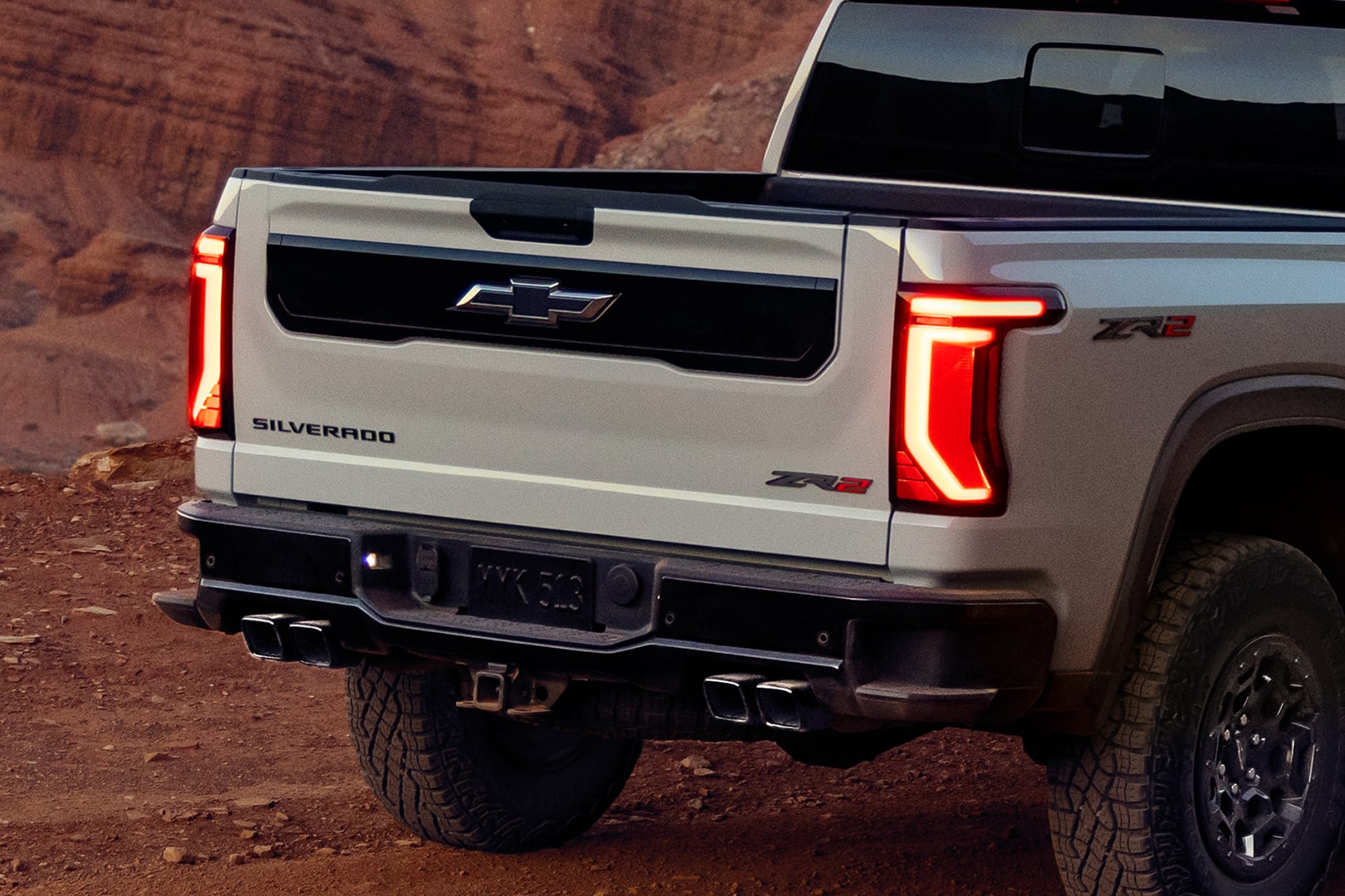 Close-up of the 2027 Chevy Silverado 1500 Tailights Lit Up