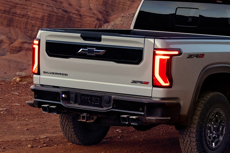 Close-up of the 2027 Chevy Silverado 1500 Tailights Lit Up