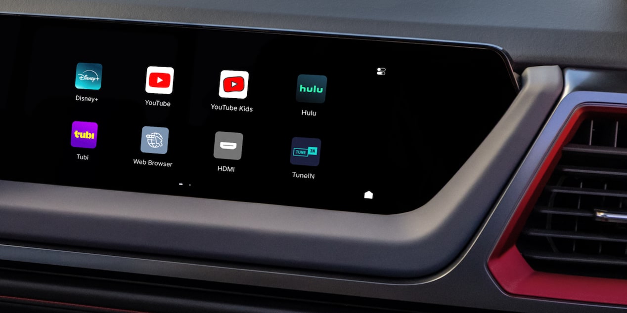 Close-up of the 2027 Chevy Silverado 1500 Infotainment Screen Displaying the YouTube App Displaying Truck Videos