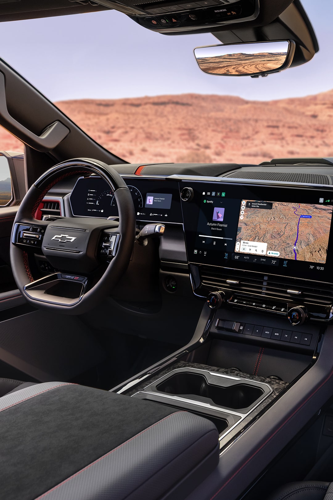 The 2027 Chevy Silverado 1500 front-row interior and dashboard