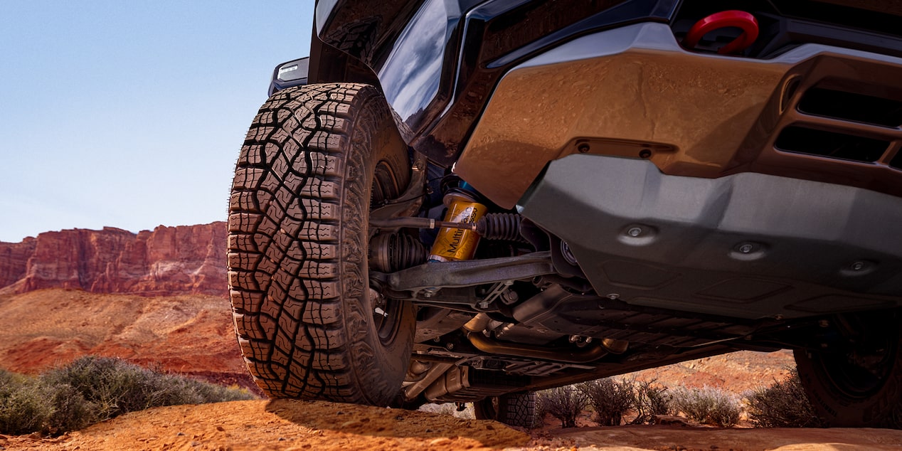 2027 Chevrolet Silverado 1500 underside and tire detail