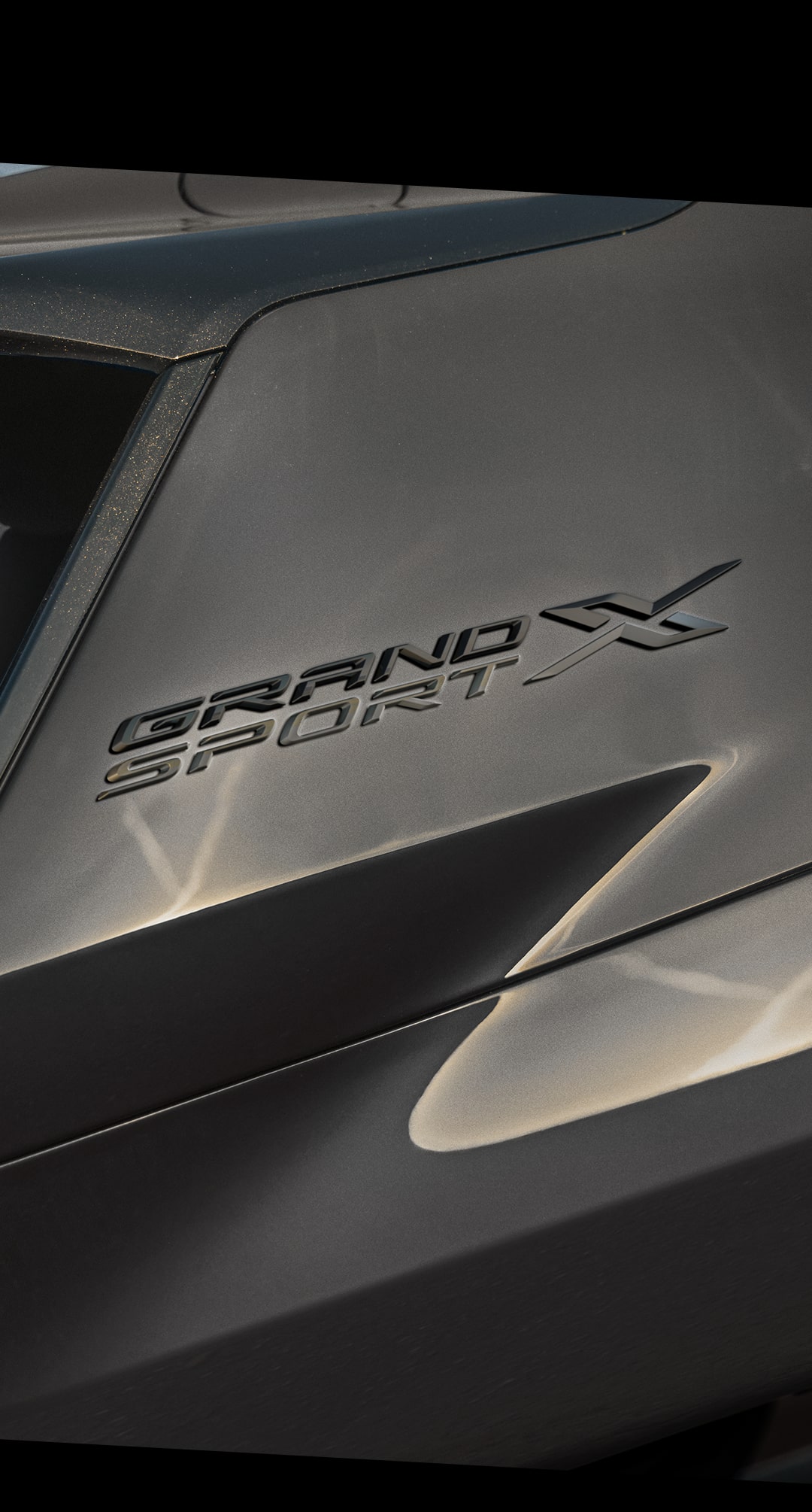 Close-up of the Grand Sport X Badging on the Exterior of the Corvette near the Gas Cap