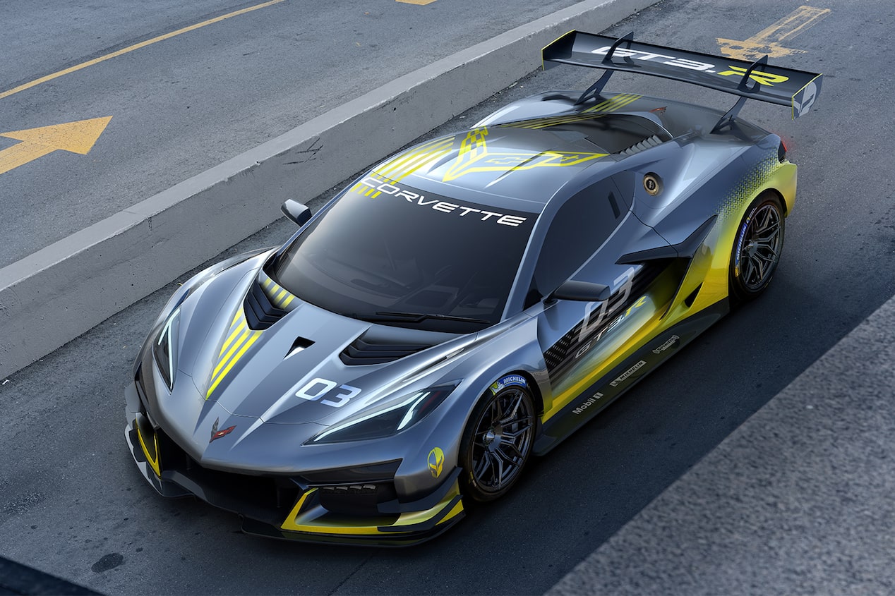 Overhead View of GT3 Corvette on Track