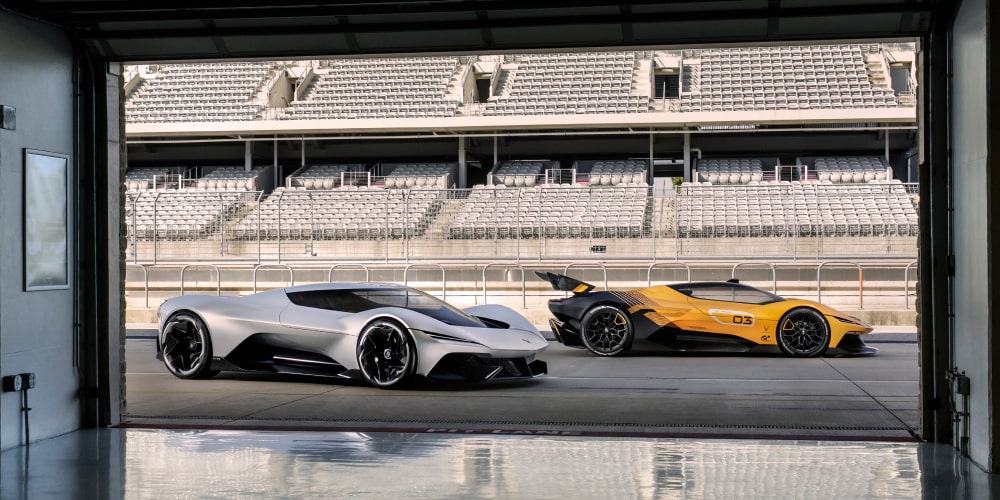 The Chevy Corvette CX and Chevy Corvette CX.R on a track