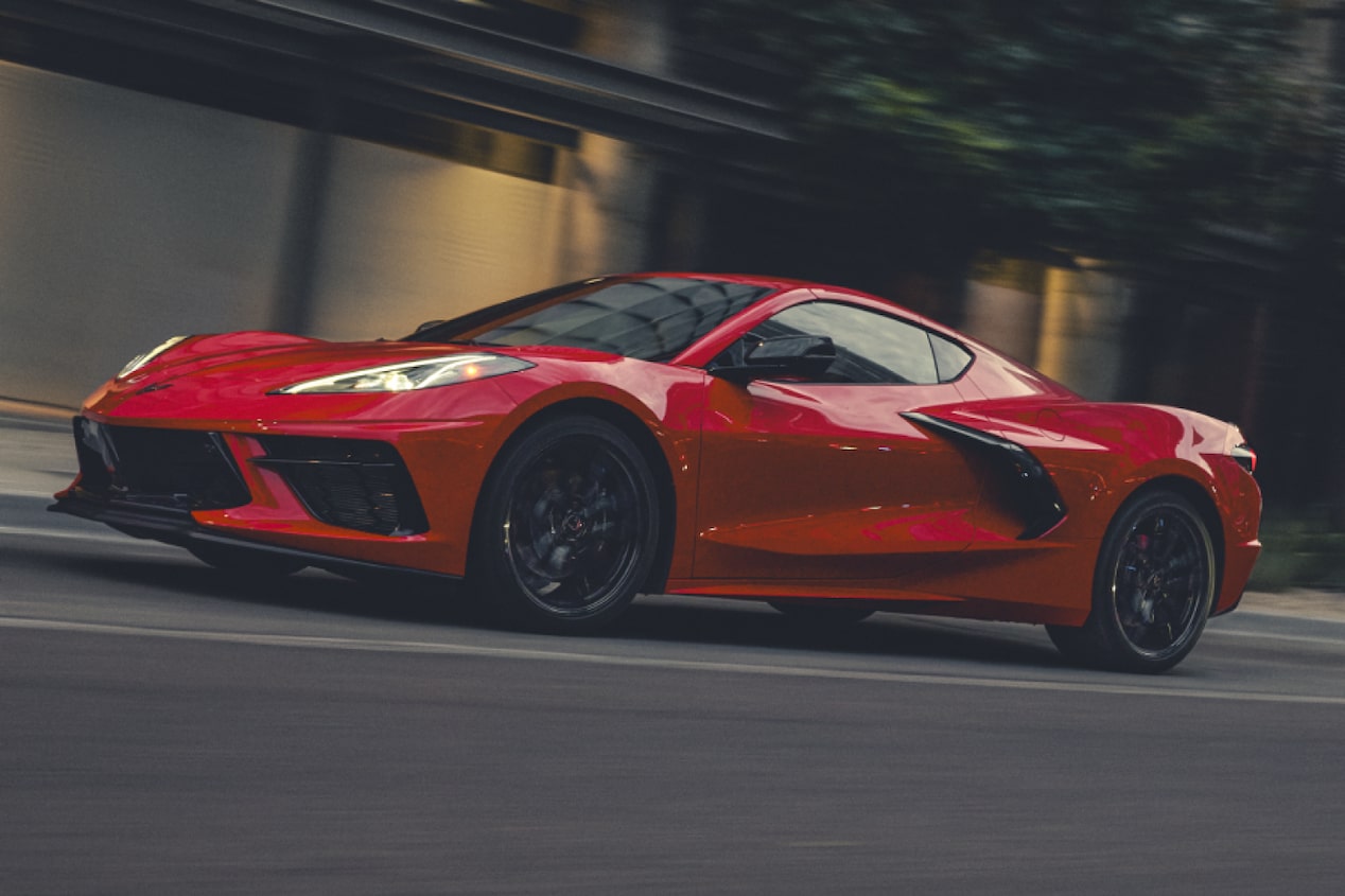 A Red Corvette Stingray on a City Street