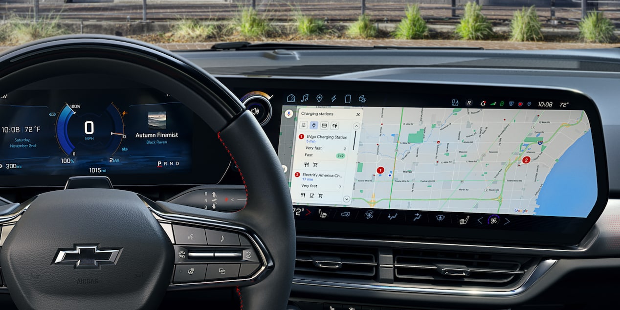 Steering Wheel and Display Board Viewed from the Driver's POV in a 2025 Chevrolet EV
