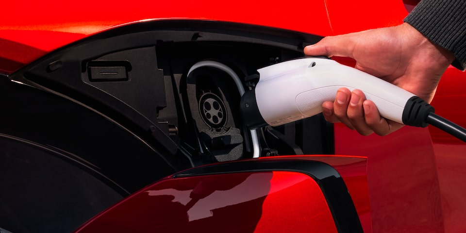 Close up of Chevy bolt EV charge port