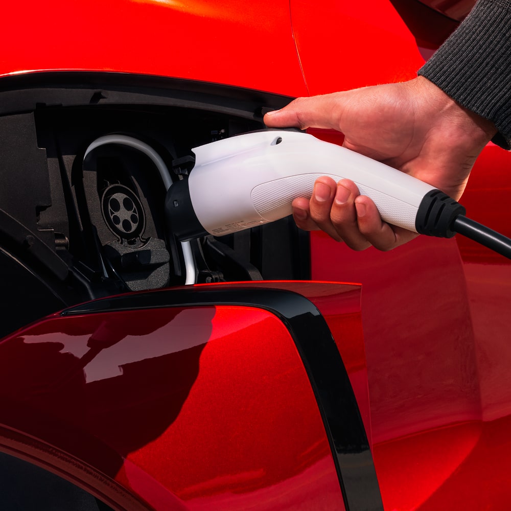 Close up of Chevy bolt EV charge port