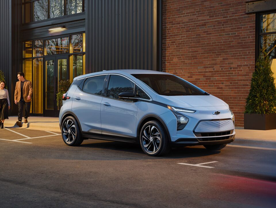 The Bolt EV Parked in the City at Night