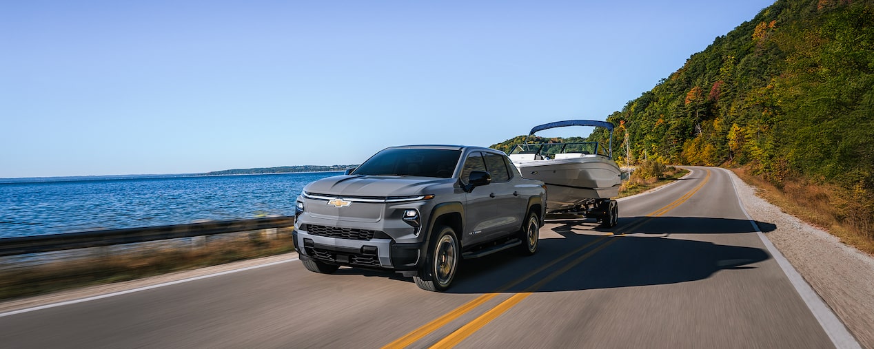 Silverado EV Towing a Boat