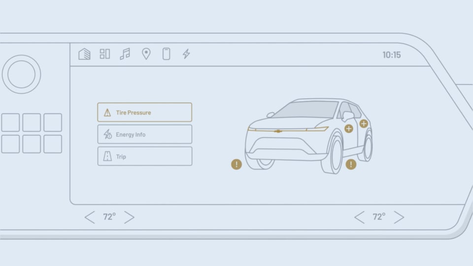 Vehicle status app in center display