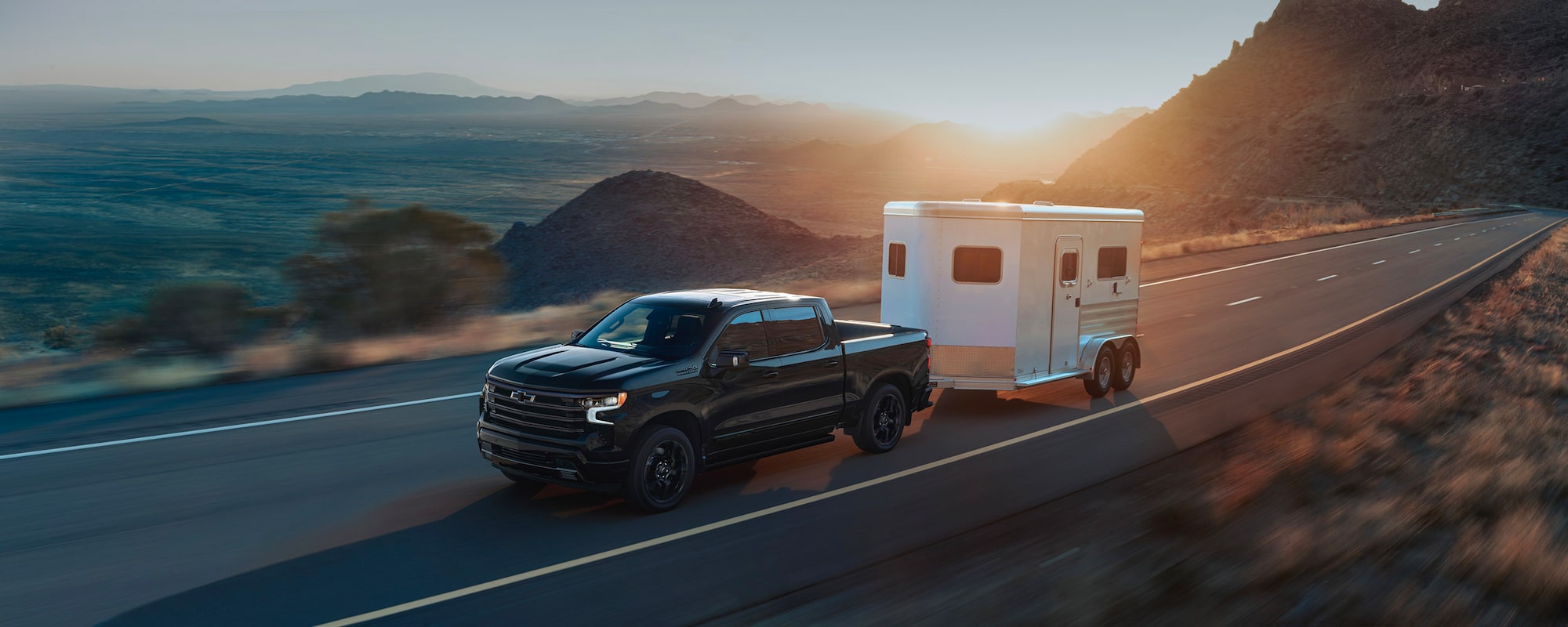 Truck towing a horse trailer