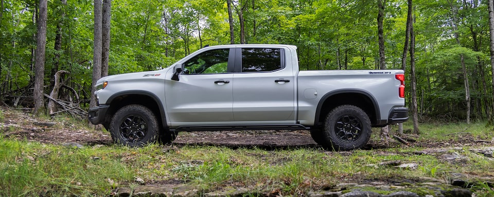 2023 Silverado ZR2 Bison Drivers Side Profile Shot in Woods