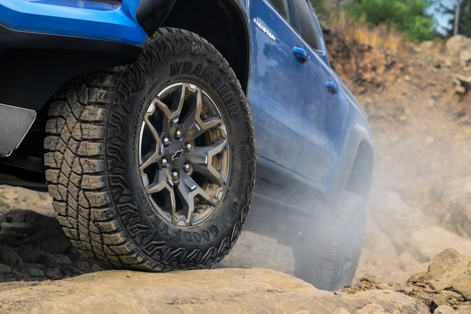 Wheel Close Up on Blue ZR2 Truck