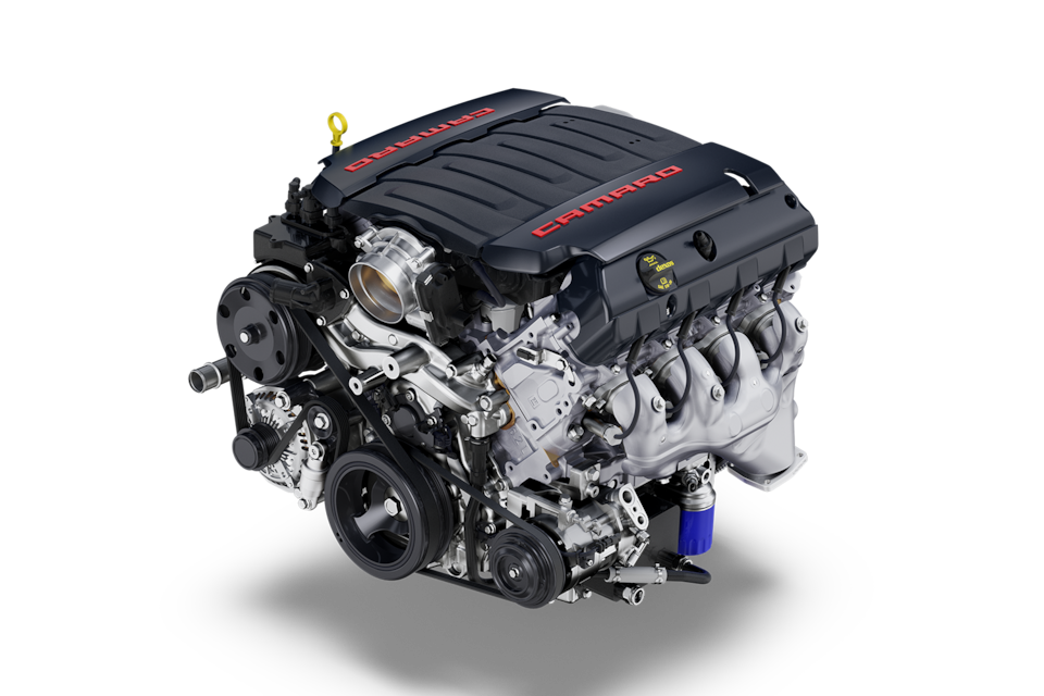 Camaro's 6.2 LTI V8 engine on display