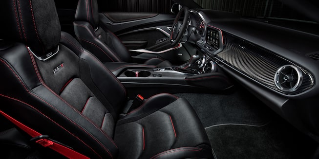 All Black Leather Interior of the Chevy Camaro