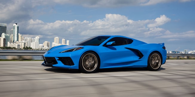 2023 Chevrolet Corvette Mid-Engine Sports Car Overhead Shot of Parked Car