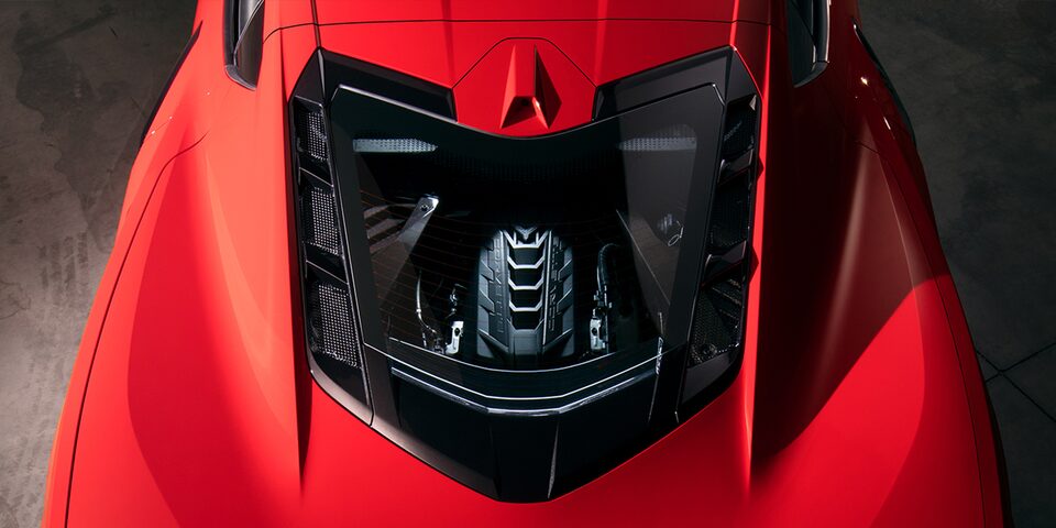 2023 Chevrolet Corvette Mid-Engine Sports Car Overhead Shot