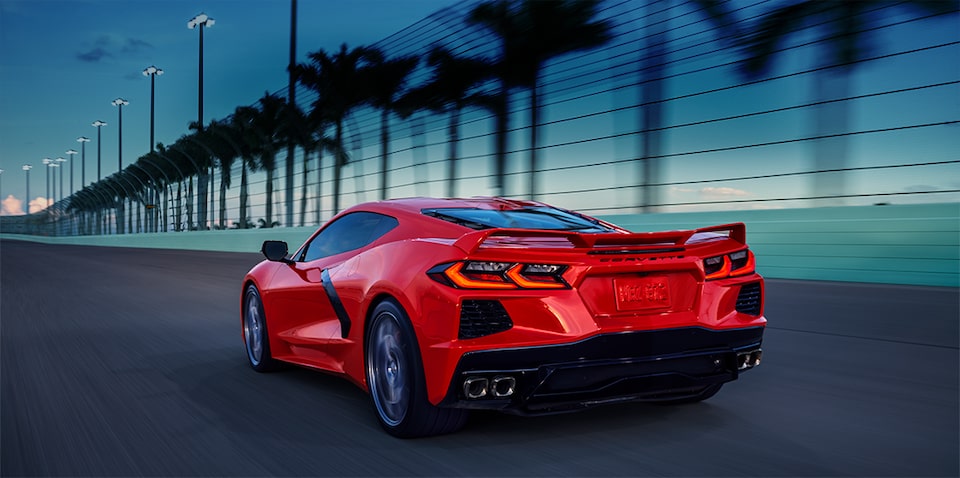 2023 Chevrolet Corvette Mid-Engine Sports Car Rear 3/4 Shot