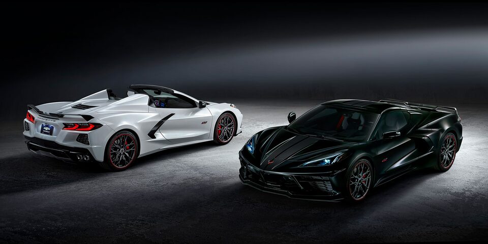 2023 Corvette 70th Anniversary Edition in White Pearl Metallic and Carbon Flash Metallic
