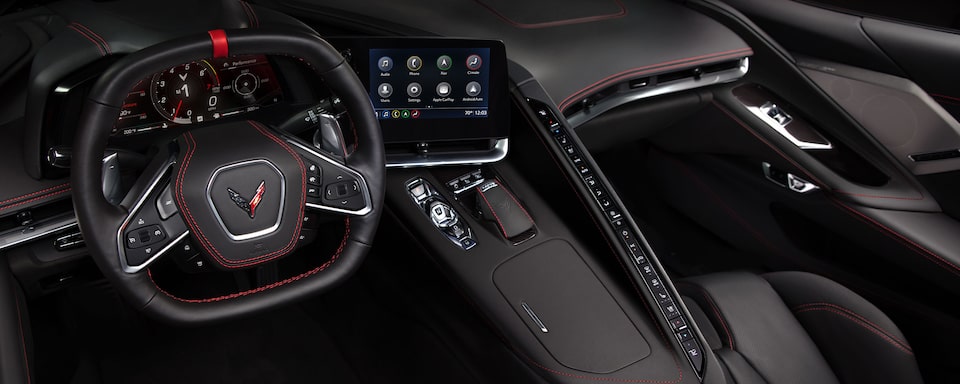 2023 Chevrolet Corvette Mid-Engine Sports Car Interior Steering Wheel and Dashboard