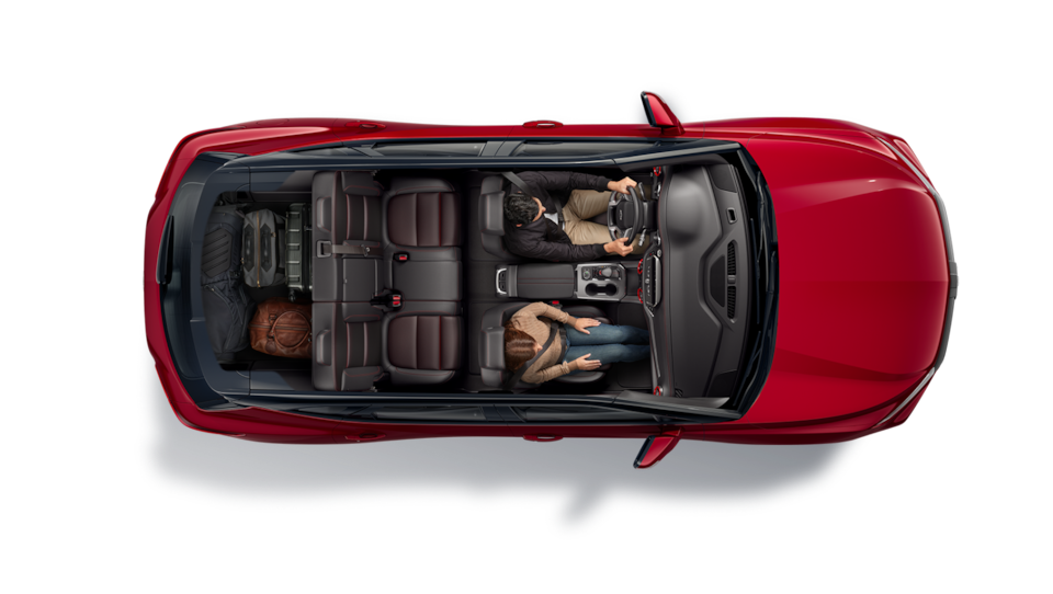 An Aerial Cut-Out View of the Blazer with a Couple Sitting in the Driver & Passenger Seat