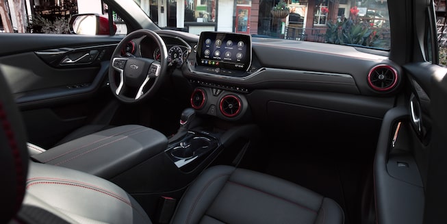The Spacious Ergonomic Black Leather Passenger Seating Inside the 2023 Chevy Blazer